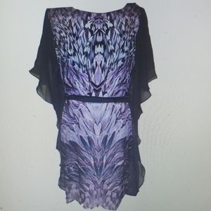 Modamix Plus Size Feather Print Black Purple New
